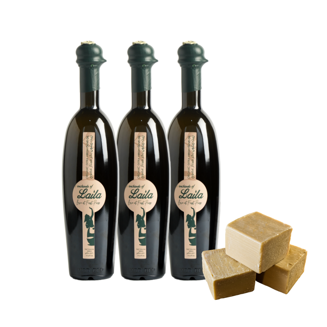 Harvest Special Bundle: Extra Virgin Olive Oil Bottles & FREE 0.5 kg of Traditional Olive Oil Soap