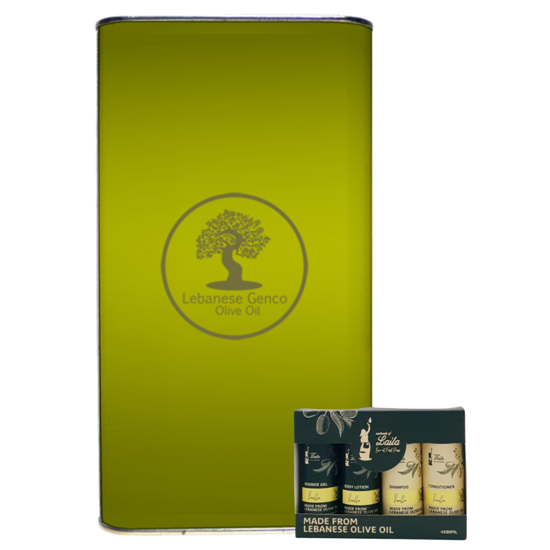 Harvest Special Bundle: 16l Extra Virgin Organic Olive Oil Can & Olive Oil Hair & Body Care Kit